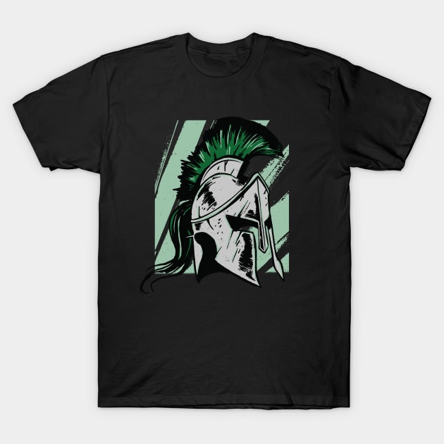 Gritty Spartan Helment Illustration T-Shirt by SLAG_Creative